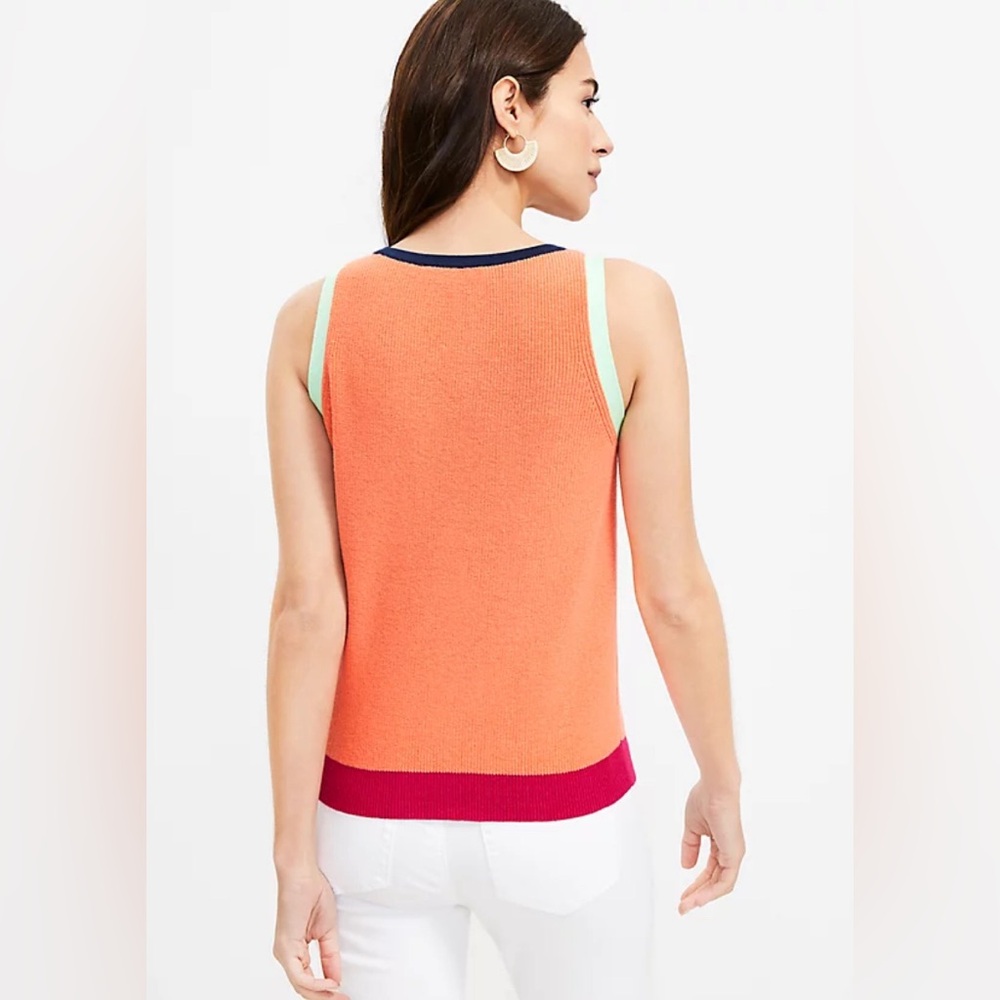 LOFT Women's Colorblocked Sweater Tank  100% Cotton - Picture 11 of 11
